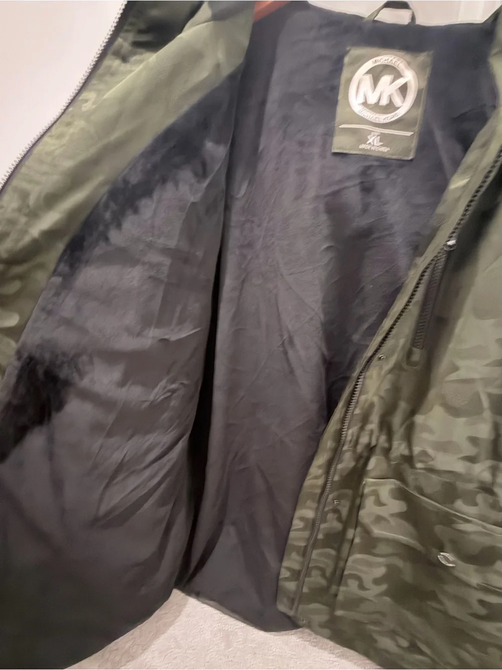 Michael Kors Dark Olive Camo Hooded Field Jacket
